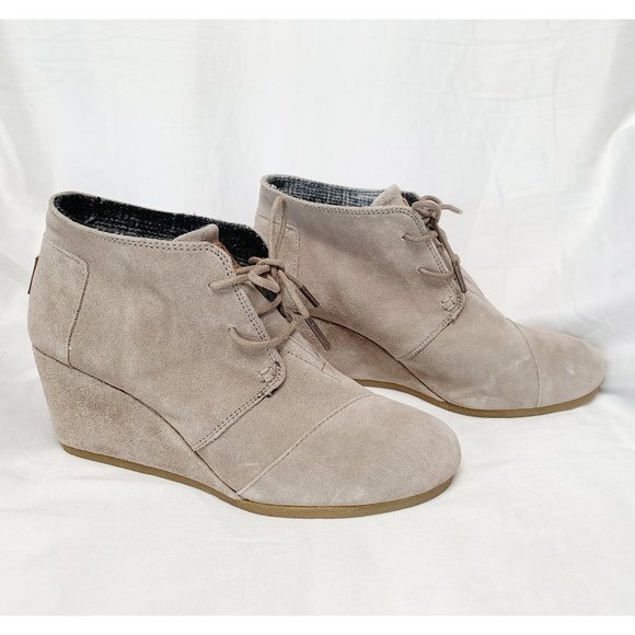 Toms Desert Wedge Suede Bootie - Taupe - Picture 2 of 8